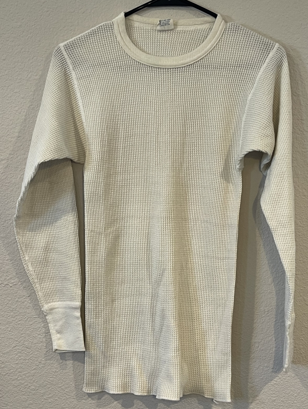 JE Morgans Vintage Mens White Waffle Thermal Cotton Blend Long John Shirt Large
